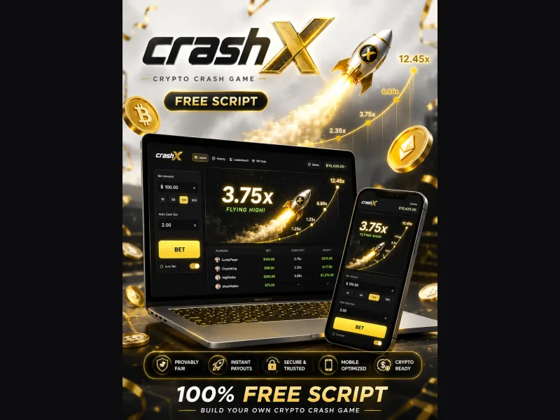CrashX — Free Crypto Crash Casino Script